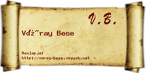 Váray Bese névjegykártya